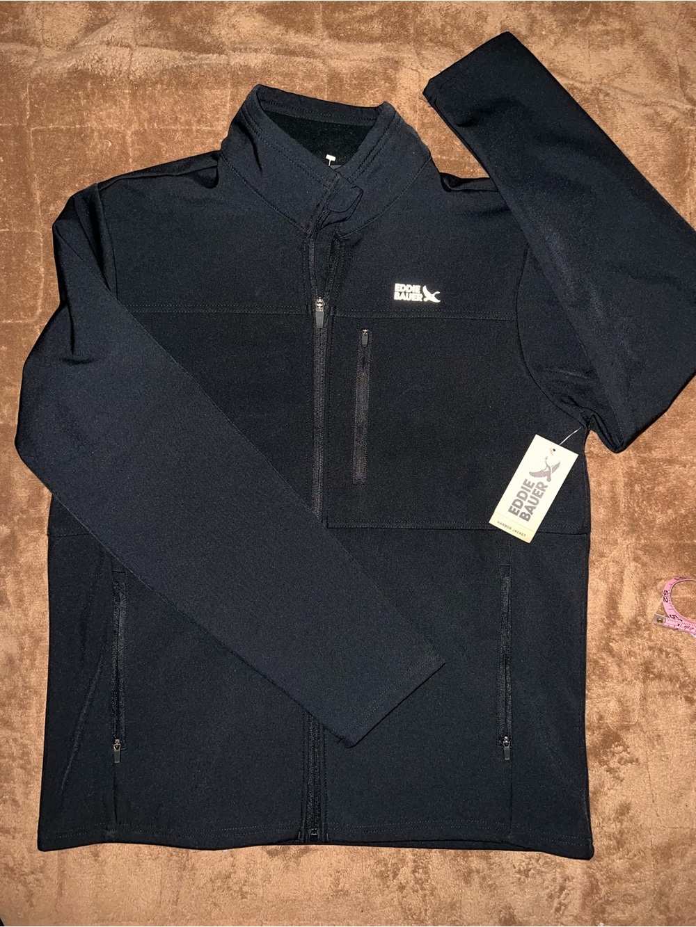 Eddie Bauer Harbor Jacket Black Lightweight Full-Zip Medium
